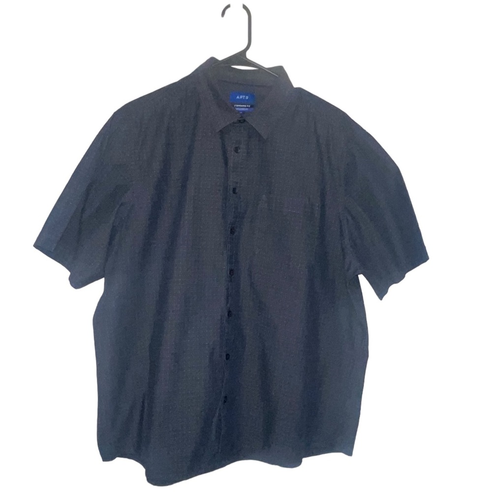 Men’s Short Sleeve Button Down Shirt by Apt. 9 Size XXL Gray Pattern on Gray EUC